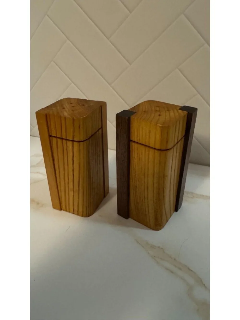 Minimalist 2 Toned Wood Salt and Pepper Shakers